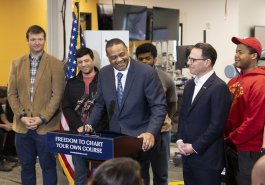 February 27, 2024: Sens. Costa, Fontana, and Brewster, all graduates of Community College of Allegheny County, joined Gov. Josh Shapiro today at CCAC’s new, $43 million Center for Education, Innovation, and Training on Pittsburgh’s North Shore to talk about the governor’s plan to reinvest in and reshape postsecondary education in the commonwealth.