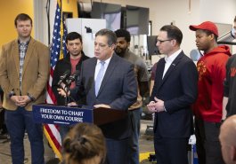 February 27, 2024: Sens. Costa, Fontana, and Brewster, all graduates of Community College of Allegheny County, joined Gov. Josh Shapiro today at CCAC’s new, $43 million Center for Education, Innovation, and Training on Pittsburgh’s North Shore to talk about the governor’s plan to reinvest in and reshape postsecondary education in the commonwealth.