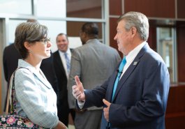 Sen. Jim Brewster hosted Gov. Tom Wolf and local officials today at Twin Rivers Elementary School in McKeesport to discuss updates to Pennsylvania’s old charter school law.