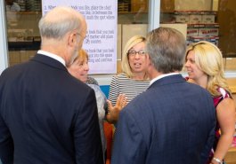 Sen. Jim Brewster hosted Gov. Tom Wolf and local officials today at Twin Rivers Elementary School in McKeesport to discuss updates to Pennsylvania’s old charter school law.