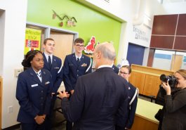 Sen. Jim Brewster hosted Gov. Tom Wolf and local officials today at Twin Rivers Elementary School in McKeesport to discuss updates to Pennsylvania’s old charter school law.