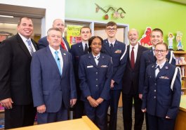 Sen. Jim Brewster hosted Gov. Tom Wolf and local officials today at Twin Rivers Elementary School in McKeesport to discuss updates to Pennsylvania’s old charter school law.