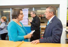 Sen. Jim Brewster hosted Gov. Tom Wolf and local officials today at Twin Rivers Elementary School in McKeesport to discuss updates to Pennsylvania’s old charter school law.