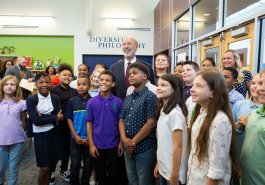 Sen. Jim Brewster hosted Gov. Tom Wolf and local officials today at Twin Rivers Elementary School in McKeesport to discuss updates to Pennsylvania’s old charter school law.