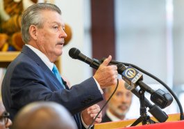 Sen. Jim Brewster hosted Gov. Tom Wolf and local officials today at Twin Rivers Elementary School in McKeesport to discuss updates to Pennsylvania’s old charter school law.