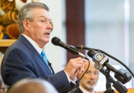 Sen. Jim Brewster hosted Gov. Tom Wolf and local officials today at Twin Rivers Elementary School in McKeesport to discuss updates to Pennsylvania’s old charter school law.